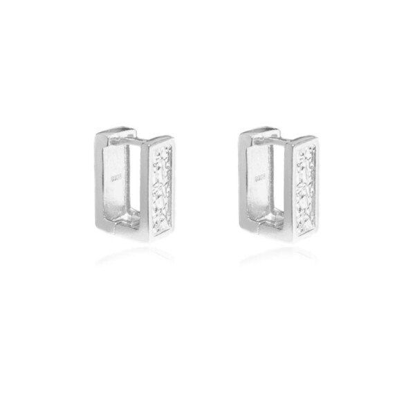 Culturesse Adelyn Art Deco Huggie Earrings Sterling Silver White Rhodium Plating
