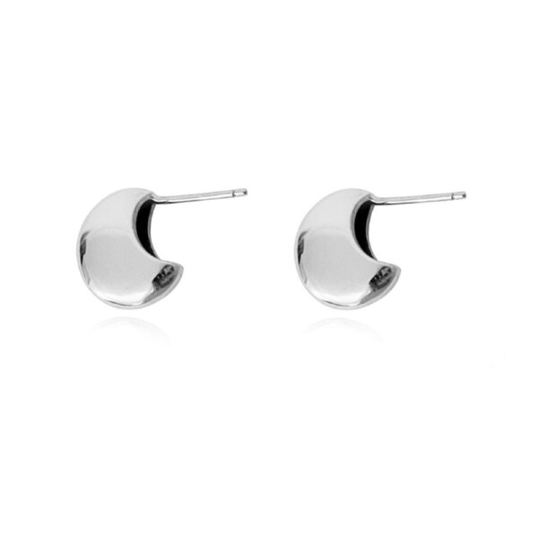 Culturesse Nala Stud Crescent Earrings Sterling Silver White Rhodium Plating