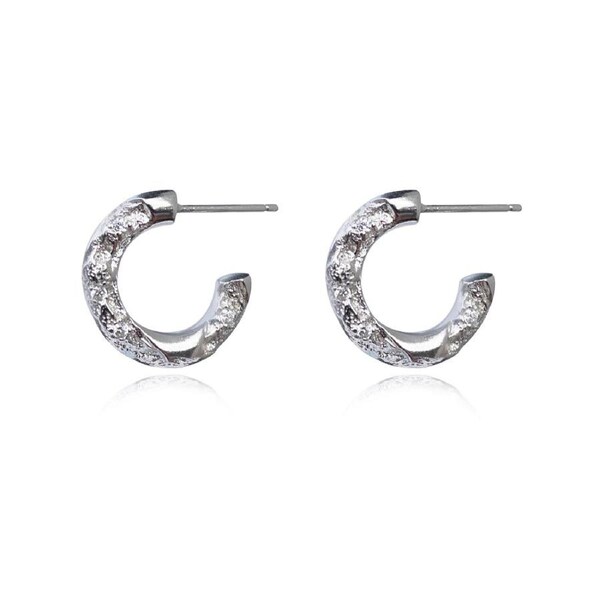 Culturesse Briar Hoop Earrings Sterling Silver Rhodium Plating Austrian Zirconia