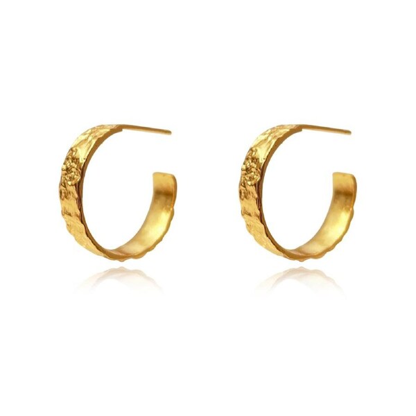 Culturesse Isador Textured 17mm Deco Hoop Earrings Womens Fashion Jewellery Gold