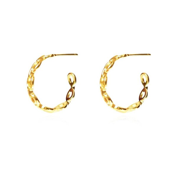 Culturesse Vida Minimalist C Chain Earrings Sterling Silver 18K Gold Plating