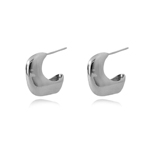 Culturesse Draco 17mm Sculptural Puff Earrings Sterling Silver Rhodium Plating