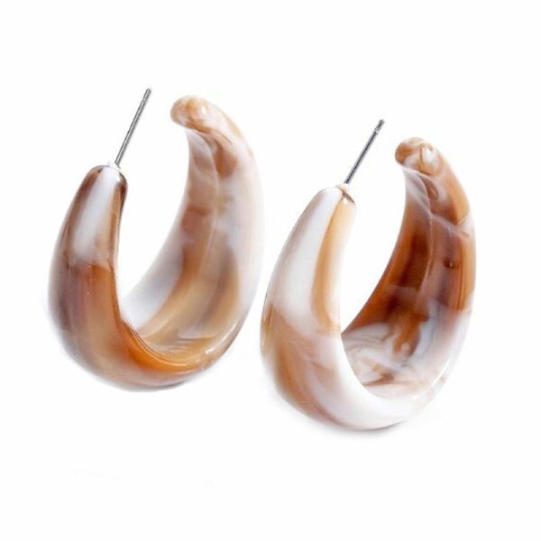 Culturesse Genvieve 33mm Resin Hoop Earrings Women's Fashion Jewellery Cinnamon