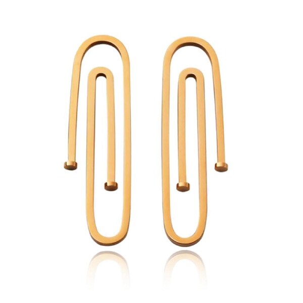 Culturesse Daeja Modern Paper Clip Stud Earrings Titanium Steel 18K Gold Plating