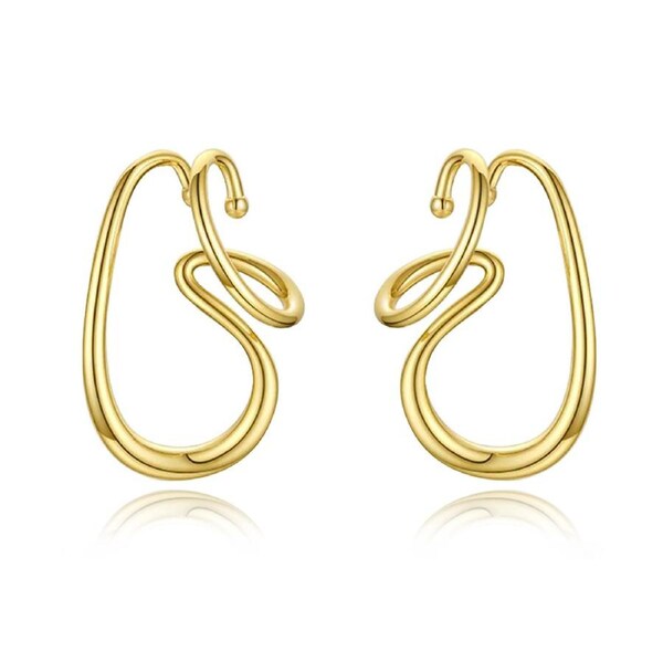 Culturesse Farren Modern 37mm Loop Cuff EarringsTitanium Steel 18K Gold Plating