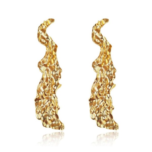 Culturesse Azure 22K Sculpture 64mm Art Drop Earrings Jewellery 22K Gold Plating