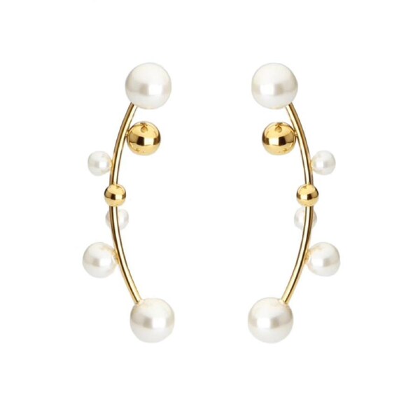 Culturesse Ines Climber Earrings Titanium Steel Marjorie Pearls 18K Gold Plating