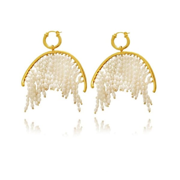 Culturesse Laurissa Luxury Drop Earrings 18K Gold Plating Freshwater Pearls
