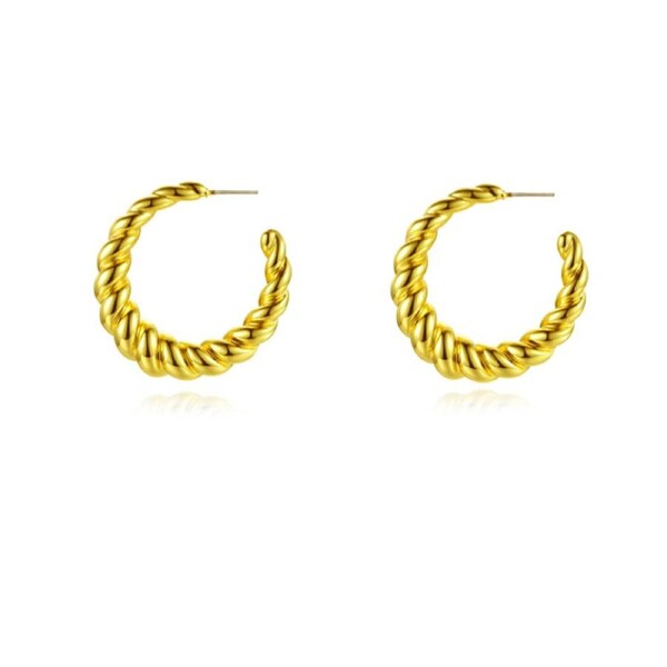 Culturesse Valencia Twisted 30mm Croissant Earrings Jewellery 22K Gold Plating
