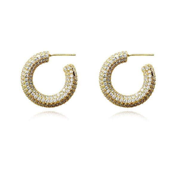 Culturesse Elior Embellished Hoop Earrings 18k Gold Plating Austria Zirconia