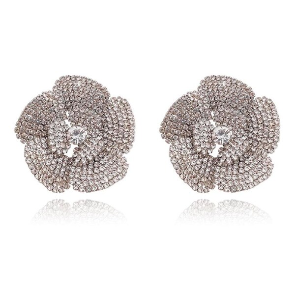 Culturesse Christabel Statement Drop Earrings Clear Diamantes Silver Plating
