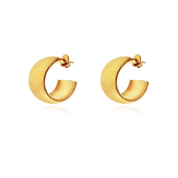 Culturesse Maxine 18mm Fashionista Chunky Bowl C-Hoop Earrings 18k Gold Plating