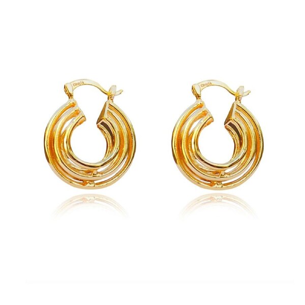 Culturesse Bernadette 24K Sculpture 30mm Hoop Earrings 24K Pure Gold Plating
