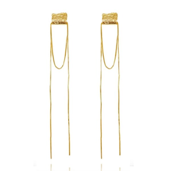 Culturesse Murphy 122mm Sculpture Wrap Tassel Earrings Fashion Jewellery Gold