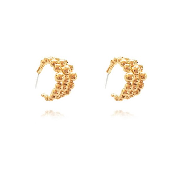 Culturesse Gianna Curved Beads Stud Earrings Women's Fashion 14K Gold Plating