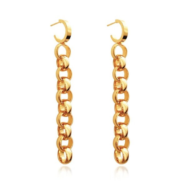 Culturesse Orbit 72mm Modern Link Chain Drop Earrings Jewellery 18k Gold Plating