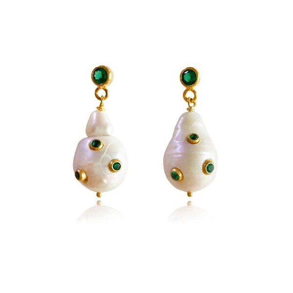 Culturesse Portia 30cm Imperfect No1 Drop Earrings Baroque Pearl 24K Gold Plated