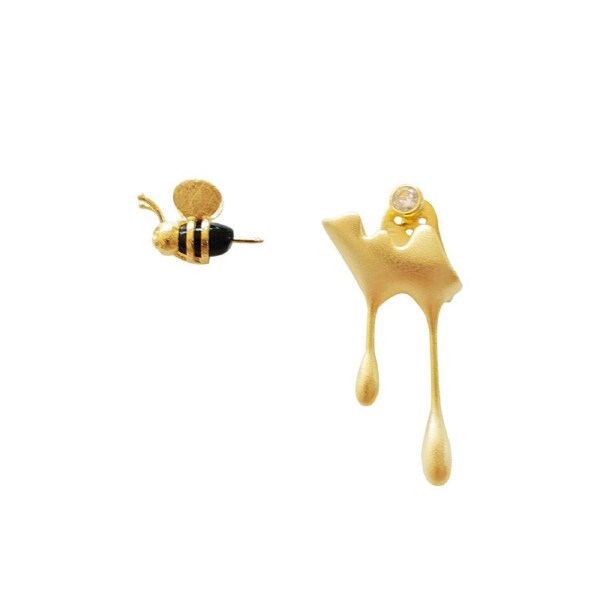 Culturesse Honey Dripping Stud Earrings Sterling Silver 24K Gold Plating