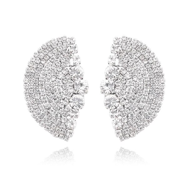 Culturesse Deanna Catwalk 58cm Statement Earrings Clear Diamantes Silver Plating