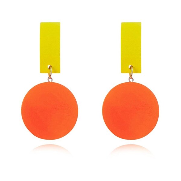 Culturesse Mani Geo 83mm Oversized Wood Craft Earrings Jewellery Orange/Yellow