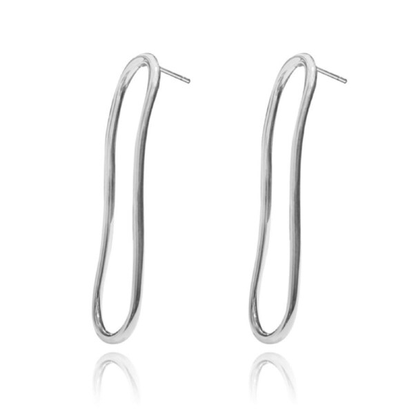 Culturesse Tiffany Contemporary 53mm Stud Flow Earrings Women Jewellery Platinum