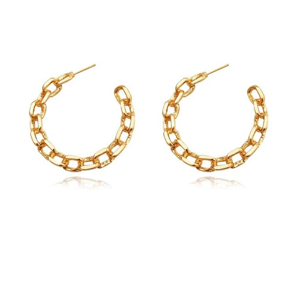 Culturesse Milan Chained Love Hoop Earrings Women's Jewellery 14K Gold Plating