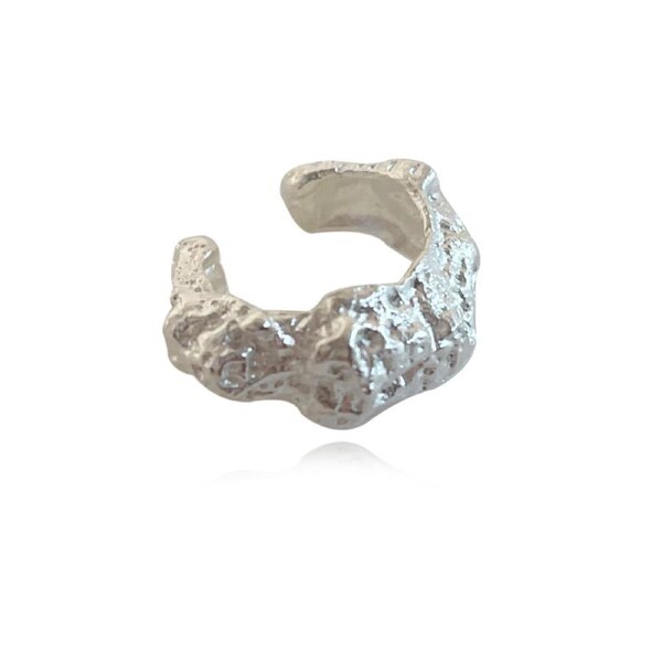 Culturesse Lonzo Single Ear Cuff Earring Sterling Silver White Rhodium Plating