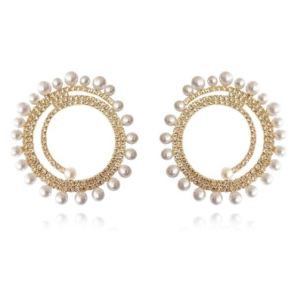 Culturesse Mirabella Catwalk Statement Earrings Clear Diamantes 14K Gold Plating