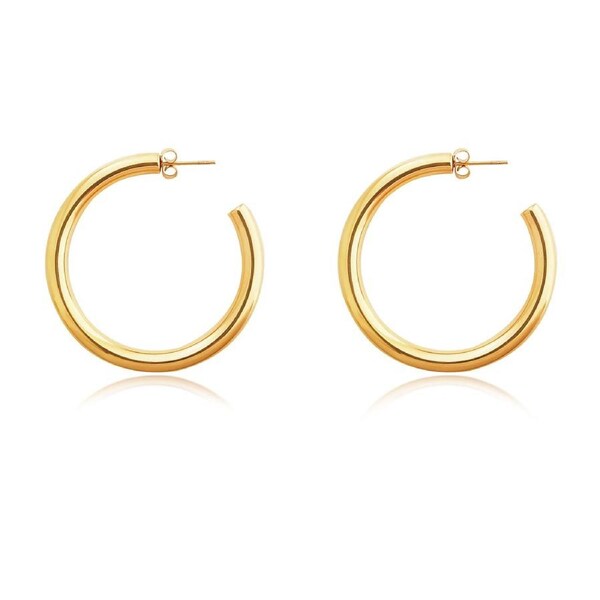 Culturesse 43mm Danica 70's Round Hoop Earrings Titanium Steel 18k Gold Plating