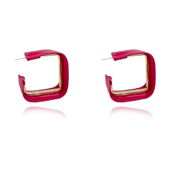 Culturesse Luca 47mm Vegan Leather Statement Earrings Women's Jewellery Magenta