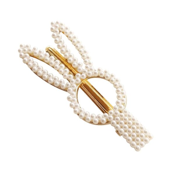 Culturesse Piper Vintage 7.8cm Pearly Bunny Barrette Women's Accessory White