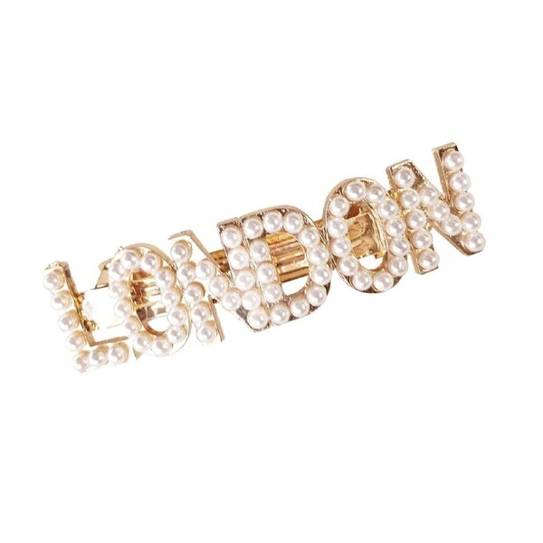 Culturesse London 7cm Pearly Statement Barrette Clip Womens Accessory White/Gold