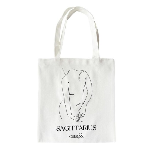 Culturesse She Is Sagittarius Eco Zodiac 38cm Muse Tote Bag Womens Handbag White