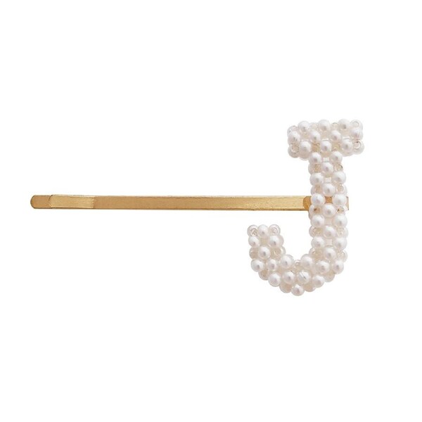 Culturesse The Pearly 6.5cm Alloy Letter J Hair Clip Women's Accessory Pearl