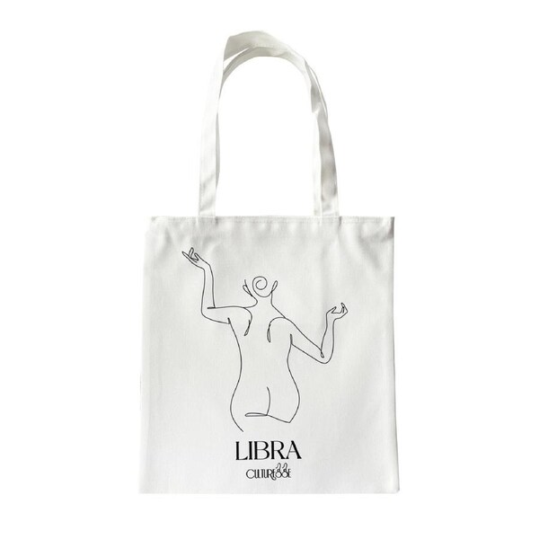 Culturesse She Is Libra Eco Zodiac 38cm Muse Tote Bag Women's Handbag White