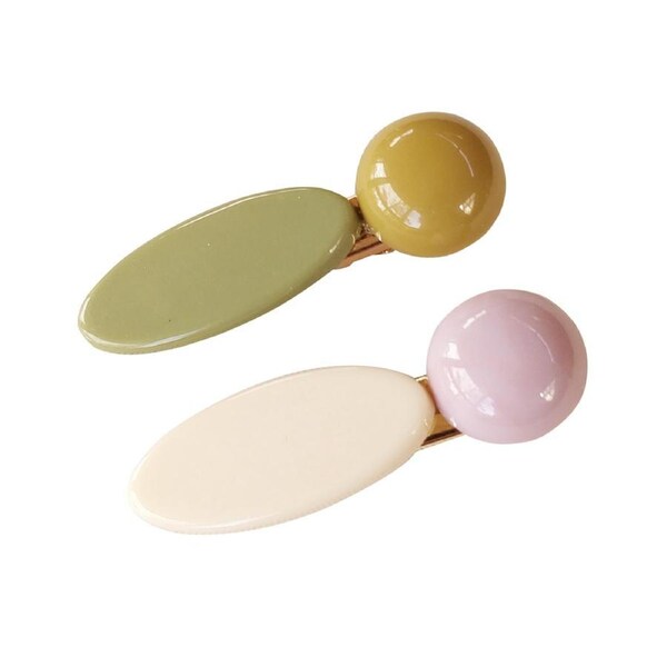 2pc Culturesse Vivian Retro 5.2cm Pastel Barrette Hair Accessory Rosewood/Mint