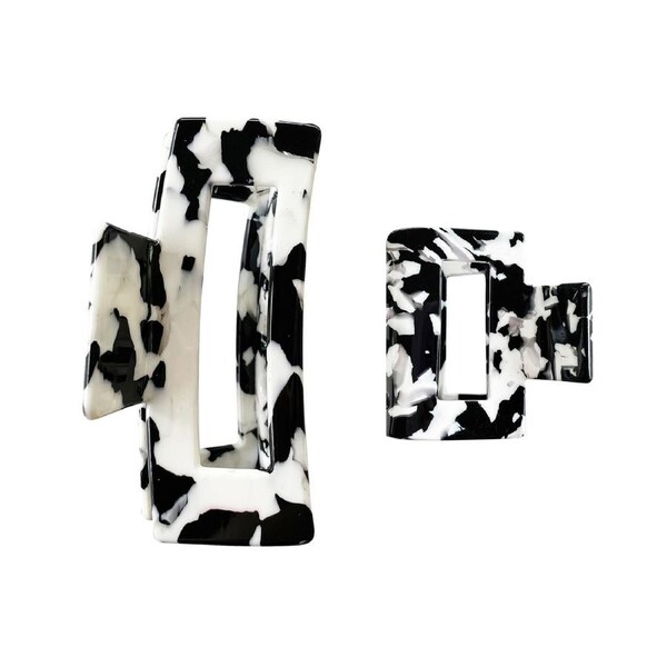 2pc Culturesse Cameron Everyday Large/Small Hair Claw/Crab Accessory Black/White
