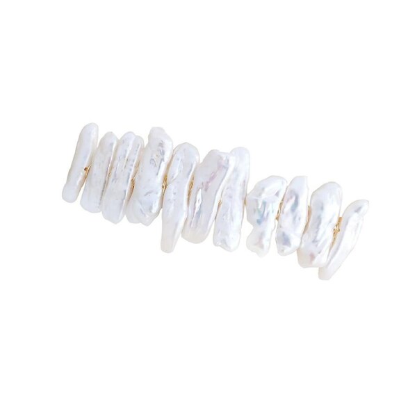 Culturesse Alora 7cm Baroque Pearl Barrette Clip Women's Hair Accessory White