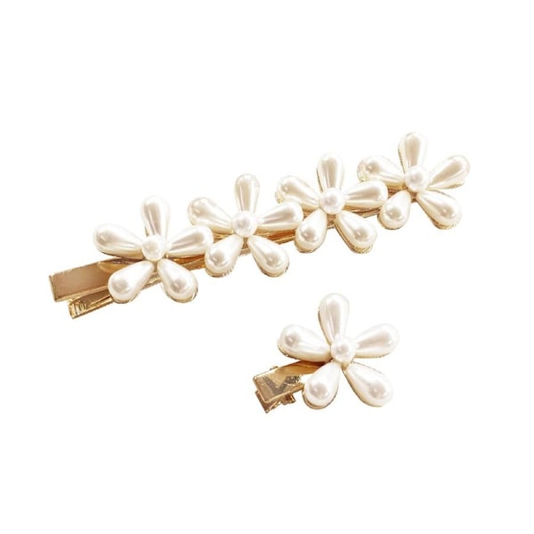 2pc Culturesse Vienna Floral Pearly Barrette Clip Set Women Accessory White/Gold