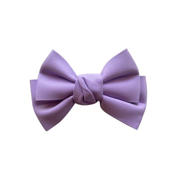 Culturesse Charlotte 1.4cm PU Leather Bow Tie Hair Clip Women's Accessory Lilac