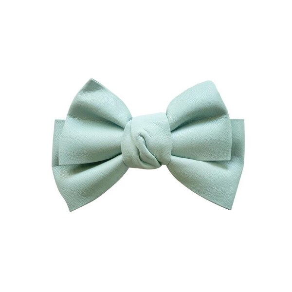 Culturesse Charlotte 1.4cm PU Leather Bow Tie Hair Clip Accessory Turquoise