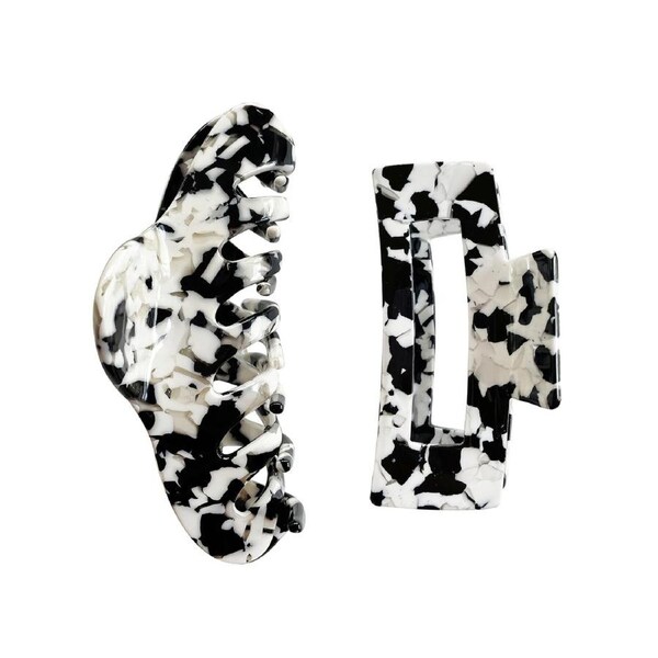 2pc Culturesse Scarlett Everyday Medium Hair Claw/Crab Set Accessory Black/White