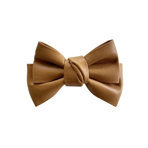 Culturesse Charlotte 1.4cm PU Leather Bow Tie Hair Clip Women Accessory Turmeric