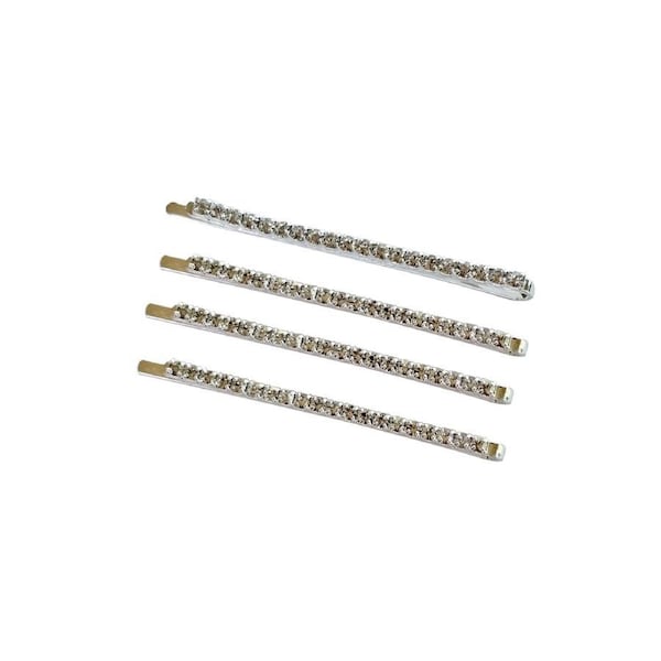 4pc Culturesse August 6.6cm Diamante Hair Clip Set Women's Accessory Silver