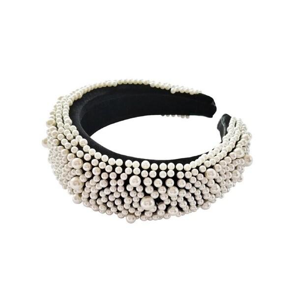 Culturesse Full Potential Luxury 16.5cm Headband Women Hair Accessory Noir/Pearl