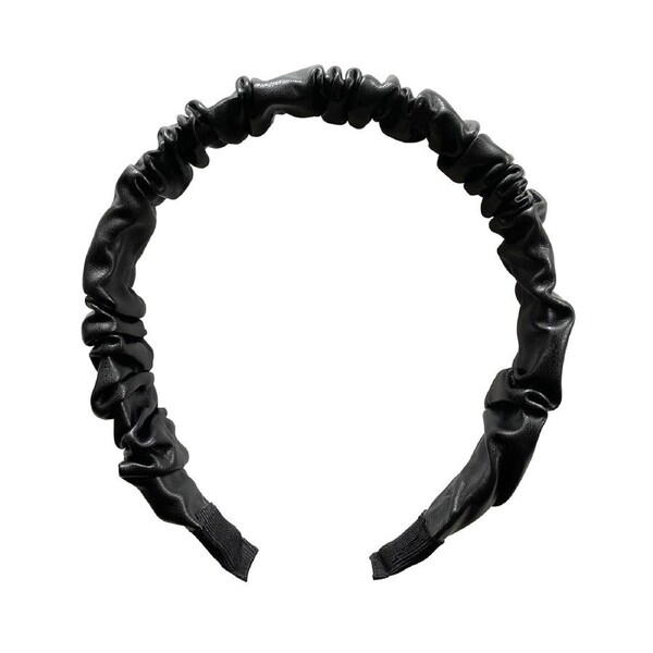 Culturesse Tallulah 14cm PU Leather Scrunched Headband Hair Accessory Black