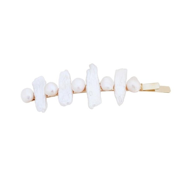 Culturesse Guinevere 9cm Artisan Freshwater Pearl Hair Clip Womens Accessory WHT