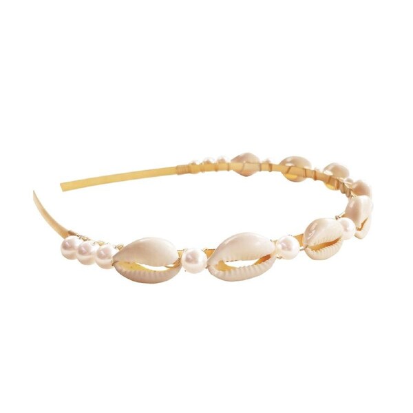 Culturesse Lizzie 14cm Coastal Goddess Headband Women Hair Accessory Shell/Pearl