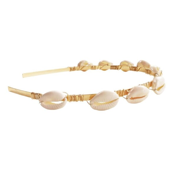 Culturesse Thea 14cm Shell Delight Headband Women's Hair Accessory White/Gold