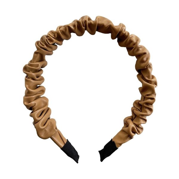 Culturesse Tallulah 14cm PU Leather Scrunched Headband Hair Accessory Turmeric